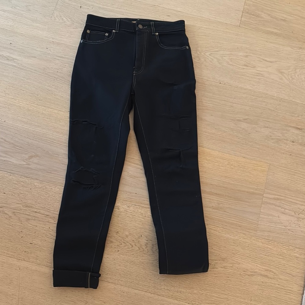 Saint Laurent Women's Black Distressed Jeans